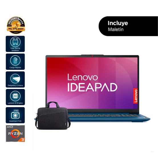 Lenovo IdeaPad Slim - Pantalla 15.6", AMD Ryzen 3 7320U, 8GB, 512GB